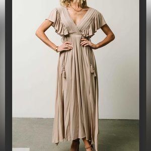 Baltic Born Taupe Maxi Dress with Tassel Waist